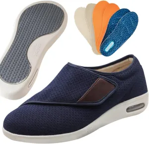 Mens Walking Shoes Slip-on Trainers Men's Arch Fit-Athletic Slip-on Casual Loafer Walking Shoe Sneaker with 3 Pairs Insoles Replacement for Elderly Swollen Feet