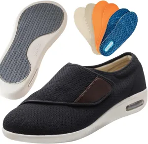 Mens Walking Shoes Slip-on Trainers Men's Arch Fit-Athletic Slip-on Casual Loafer Walking Shoe Sneaker with 3 Pairs Insoles Replacement for Elderly Swollen Feet