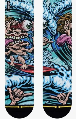 MERGE4 Jimbo Phillips Surf Freak New Crew Socks for Men and Women Gnarly Awesome Radical Surf Compression Socks