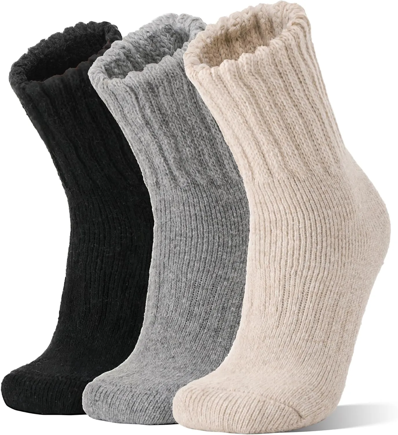 Merino Wool Boot Socks Thermal Winter Warm Thick Cozy Hiking Socks for Men Women 3 Pairs