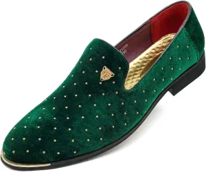 MHB Men's Luxury Velvet Loafers Pointed-Toe Slip-on Suede Dress Shoes for Men Rivet Smoking Slipper Fashion Lightweight