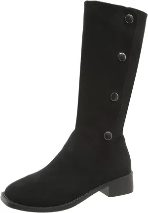 Mid Calf Boots for Women Fashionable and Versatile Classic Boots Fashion High Boots Fall Booties Shoes Rain Shoes