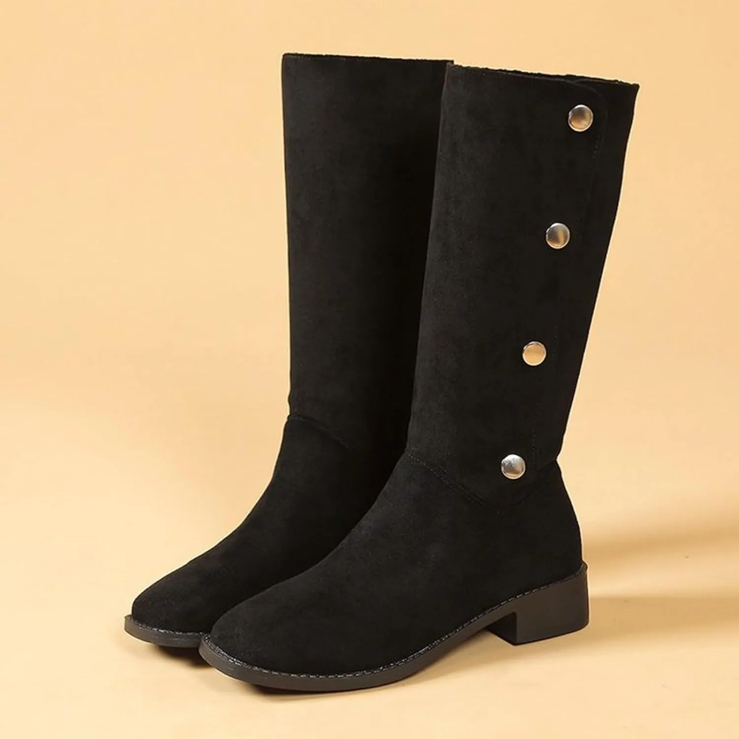 Mid Calf Boots for Women Fashionable and Versatile Classic Boots Fashion High Boots Fall Booties Shoes Rain Shoes