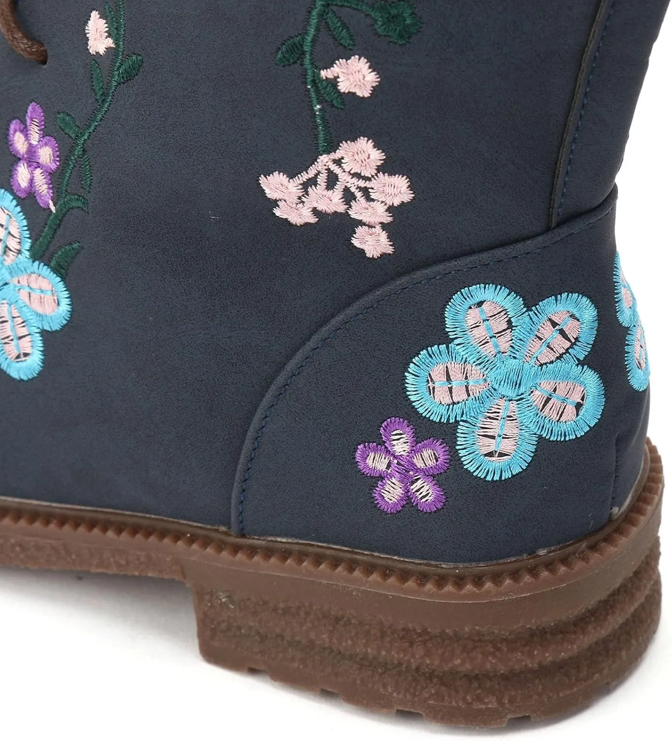 Mid Calf Boots for Women Retro Printed Embroidered Women's Heel Monochrome Fashion Short Boots Non Statement Boots Women