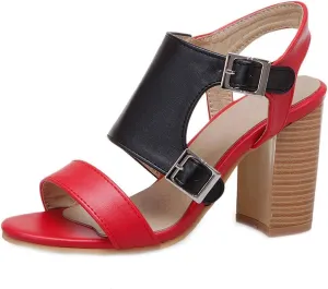 MIOKE Women's Peep Toe Block High Heel Sandals Suede Cutout Slingback Chunky Heeled Dress Pumps Sandal