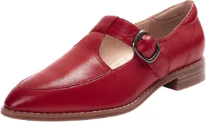 Mona flying Women's Leather Pointed Toe Mary Jane Loafer Dress Casual Flat T Strap Office Work Shoes for Ladies