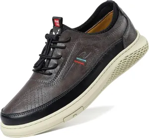 Moodeng Mens Dress Shoes Leather Causal Oxfords Lightweight Formal Business Shoes Adjustable Lacing Derby Shoes Comfortable Walking Loafers