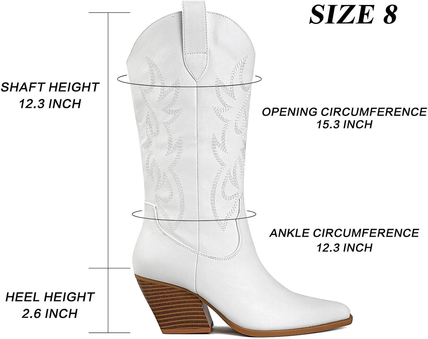 Mostrin Cowgirl Cowboy Boots Square Toe Mid-Calf Boot Chunky Block Heeled Pull On Western Boot