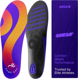 MOVE Game Day - All-Purpose Support Insoles - Plantar Fasciitis, Running, Shock Absorption, Flat Feet, Arch Support, Basketball, Active Lifestyle, Walking and Athletics (M 4-4.5 / WM 5.5-6)