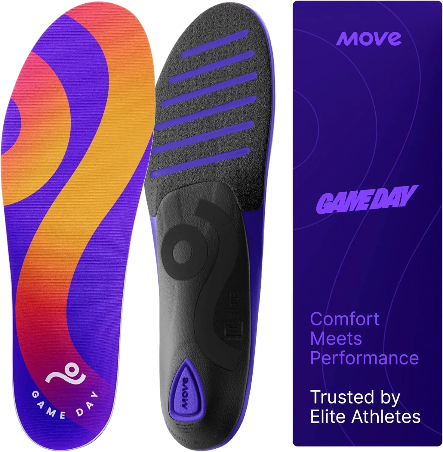 MOVE Game Day - All-Purpose Support Insoles - Plantar Fasciitis, Running, Shock Absorption, Flat Feet, Arch Support, Basketball, Active Lifestyle, Walking and Athletics (M 4-4.5 / WM 5.5-6)
