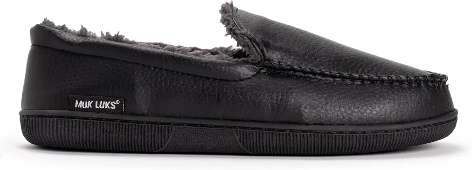 Muk Luks Men's Moccasin-Black Slip-On Loafer