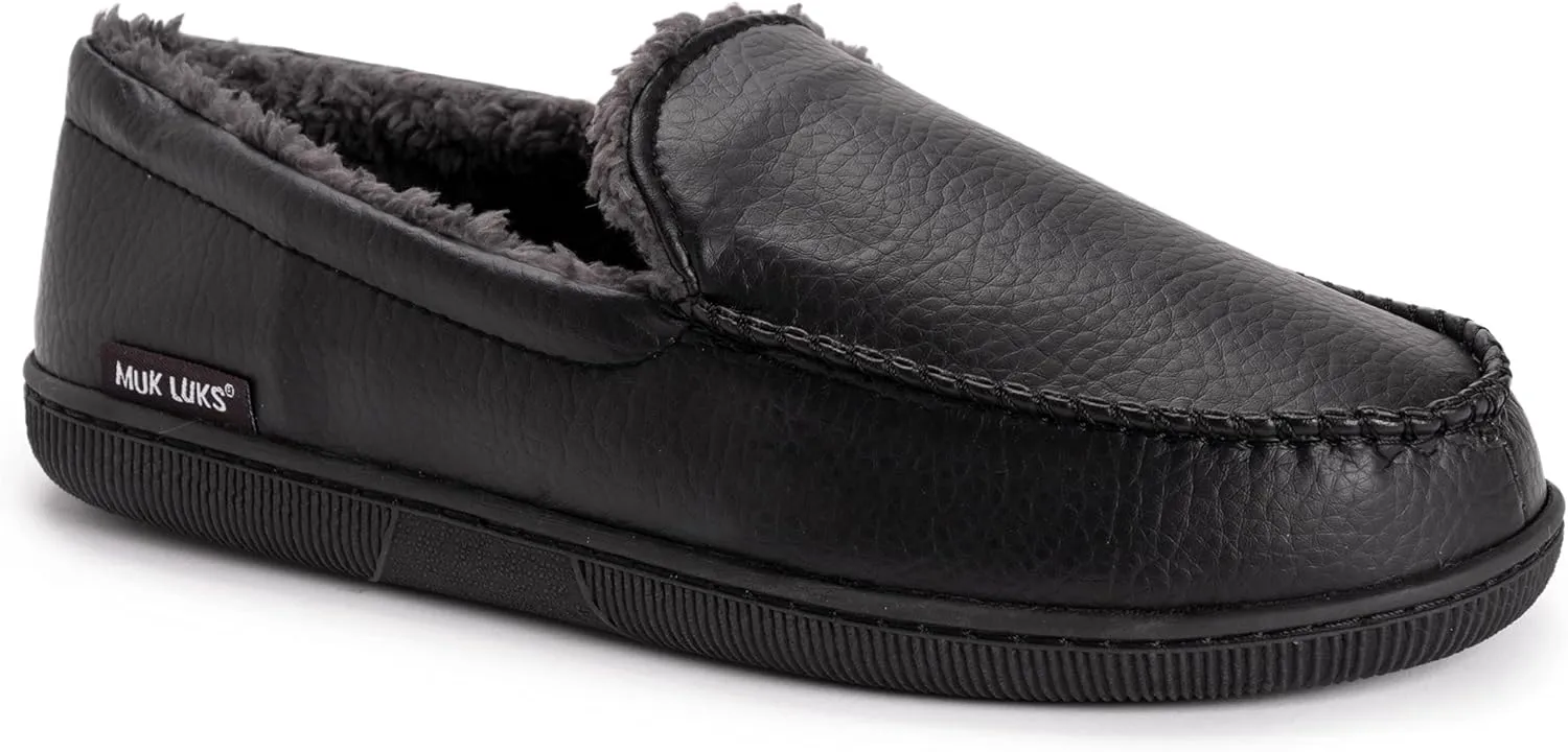 Muk Luks Men's Moccasin-Black Slip-On Loafer