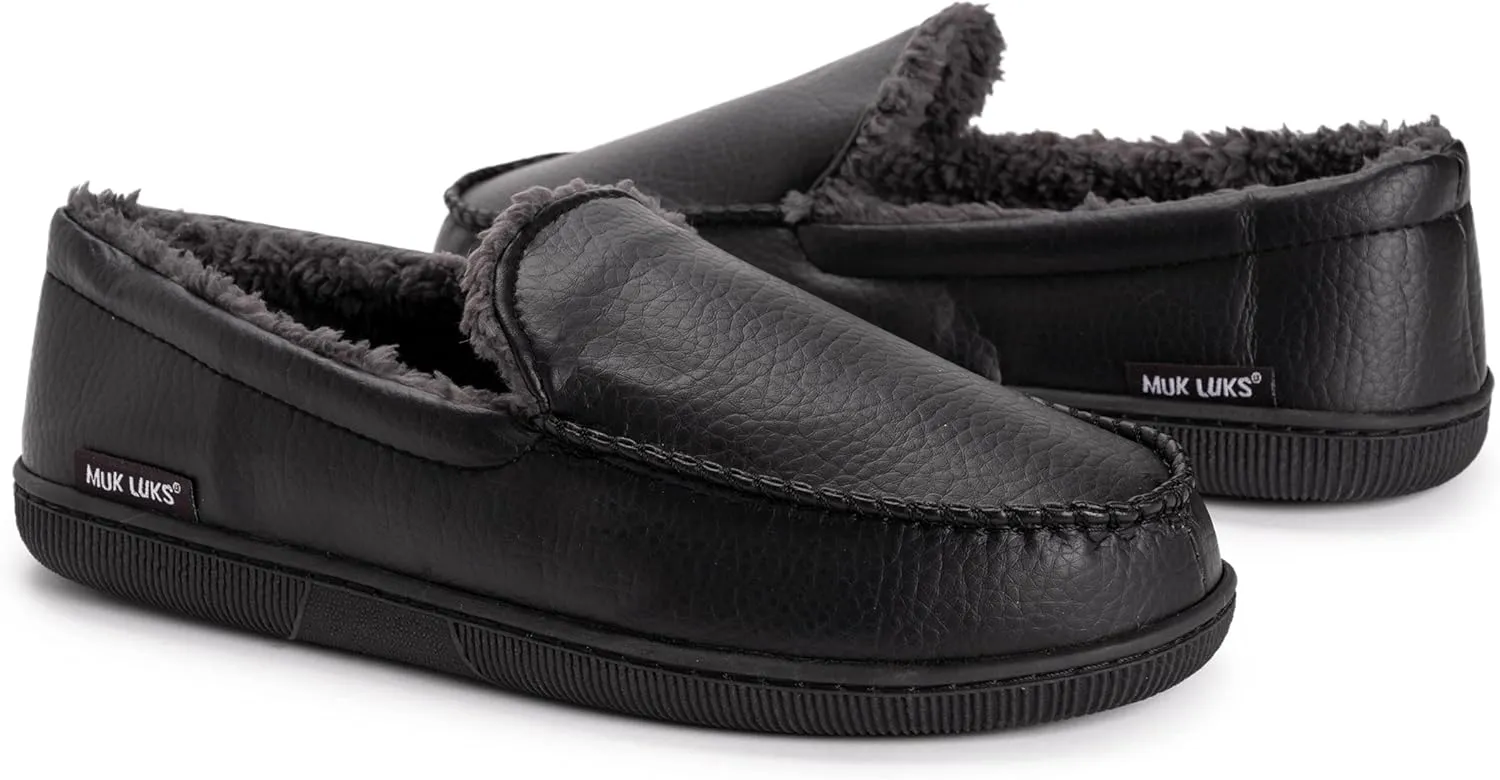 Muk Luks Men's Moccasin-Black Slip-On Loafer
