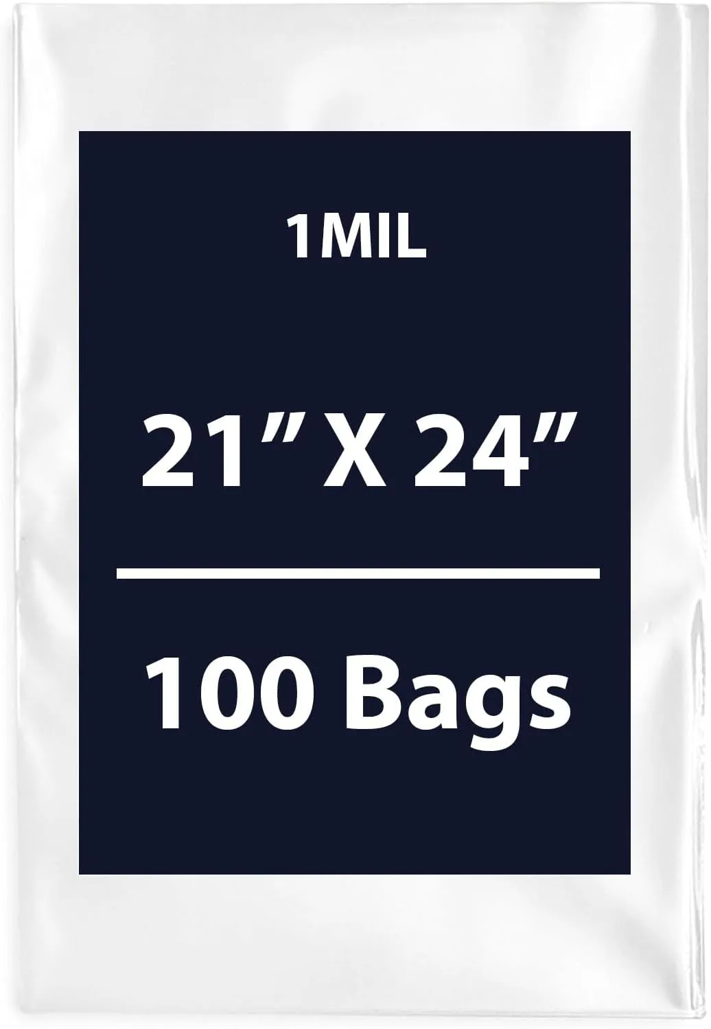 Multiple Sizes Clear Flat Poly Bags, 1Mil 21" X 24" & 100 Bags | Low-Density Polyethylene (LDPE), Flat Open Top Plastic Packaging Packing | Flexible and Durable Plastic Bags