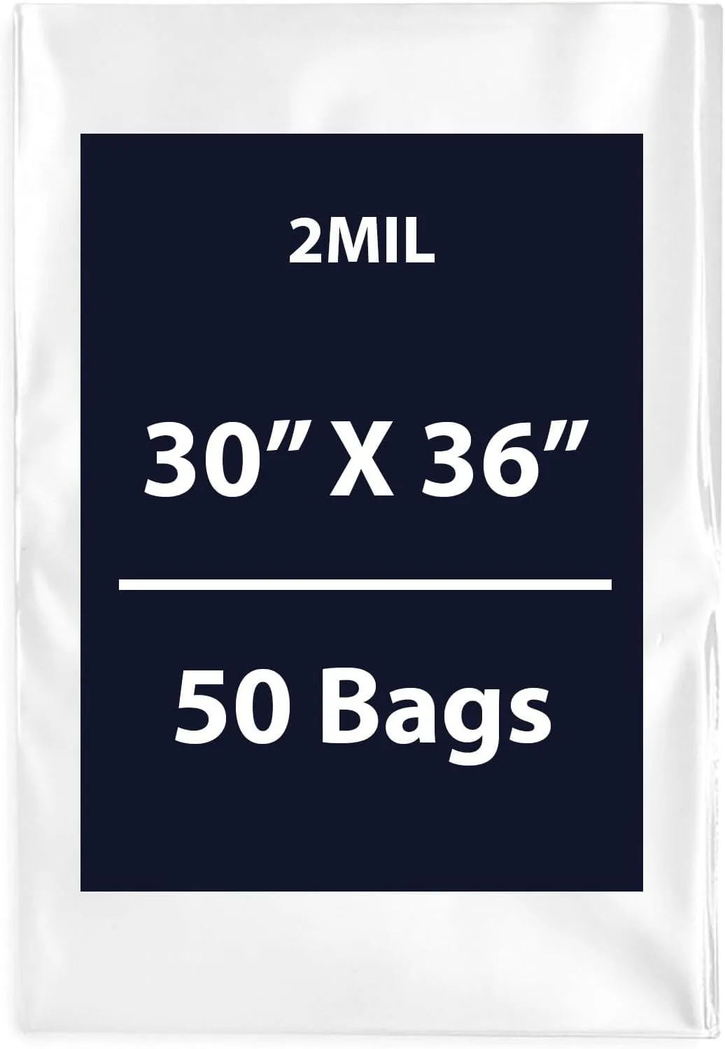 Multiple Sizes Clear Flat Poly Bags, 2Mil 30" X 36" & 50 Bags | Low-Density Polyethylene (LDPE), Flat Open Top Plastic Packaging Packing | Flexible and Durable Plastic Bags