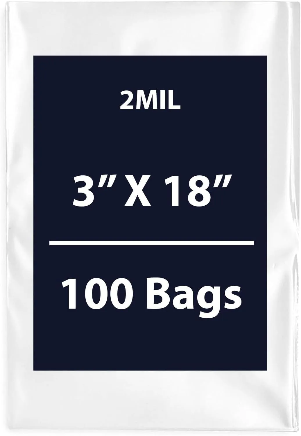 Multiple Sizes Clear Flat Poly Bags, 2Mil 3" X 18" & 100 Bags | Low-Density Polyethylene (LDPE), Flat Open Top Plastic Packaging Packing | Flexible and Durable Plastic Bags
