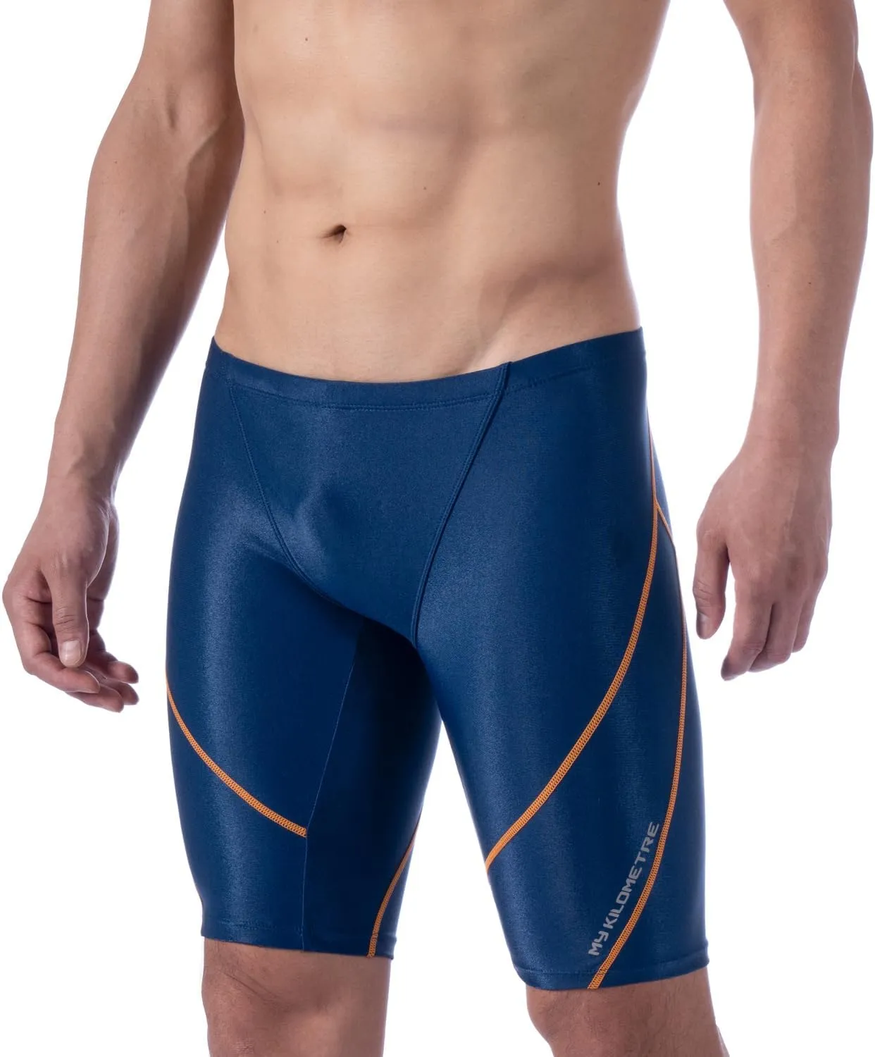 MY KILOMETRE Men's Swimsuit Jammer Solid Swim Jammers Endurance Long Racing Training Swimsuit