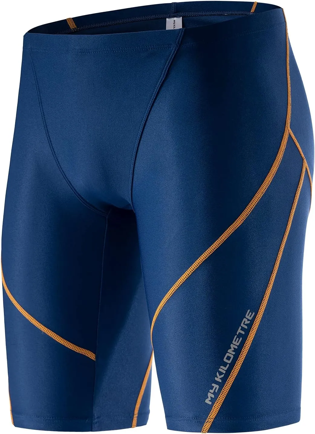 MY KILOMETRE Men's Swimsuit Jammer Solid Swim Jammers Endurance Long Racing Training Swimsuit