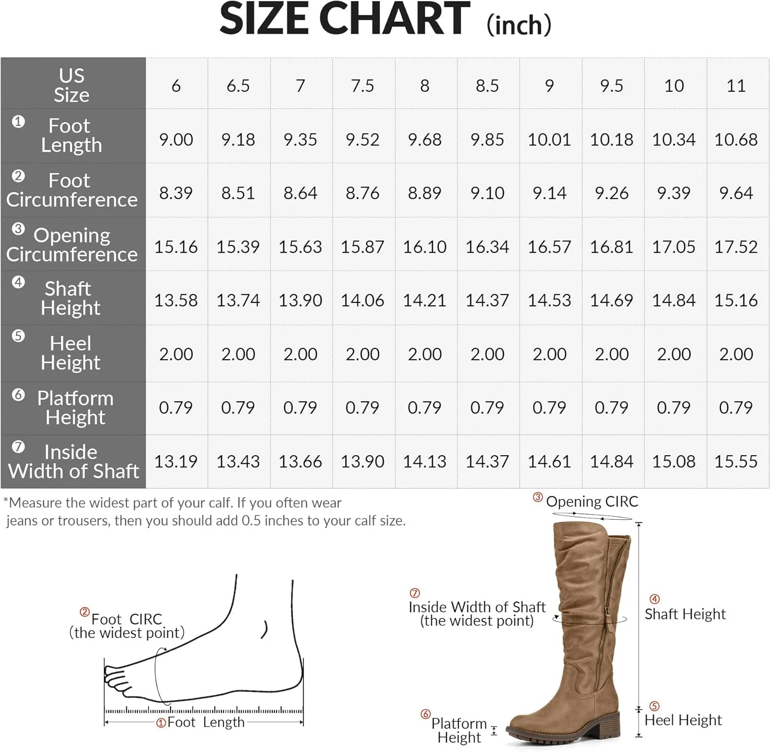 mysoft Women's Knee High Boots Side Zipper Lug Sole 2 Inch Stacked Chunky Heel Boots