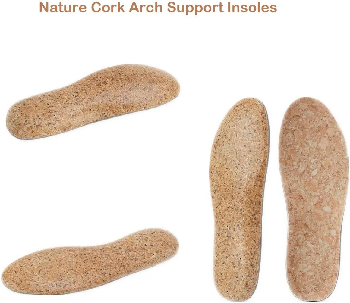 Nature Cork Arch Support Insoles for Men and Women Shoe Inserts Orthotic Inserts Flat Feet Foot - Plantar Fasciitis Orthotic Insoles for Arch Pain High Arch - Boot Insoles (Women 7.5-8 / Men 7-7.5)