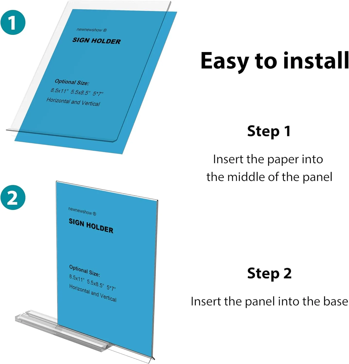 newnewshow Acrylic Sign Holder 8.5x11 Inch 6 Pack Vertical T Shape Double-Sided Desktop Display Holder. (8.5x11 8.5x5.5 5x7 Horizontal and Vertical)