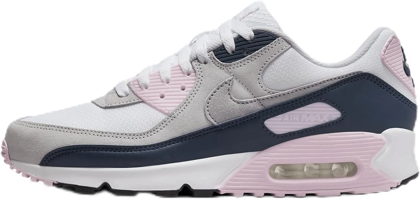 Nike Air Max 90 Men's Shoes (DM0029-106, White/Pink Foam/Armory Navy/Wolf Grey) Size 11.5