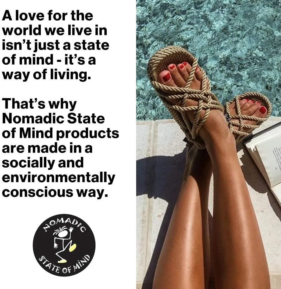 Nomadic State of Mind Anesis Sandal, Camel - Handmade Rope Shoes – Machine Washable – Comfortable, Colorfast & Lightweight – Vegan Friendly – for Women & Men