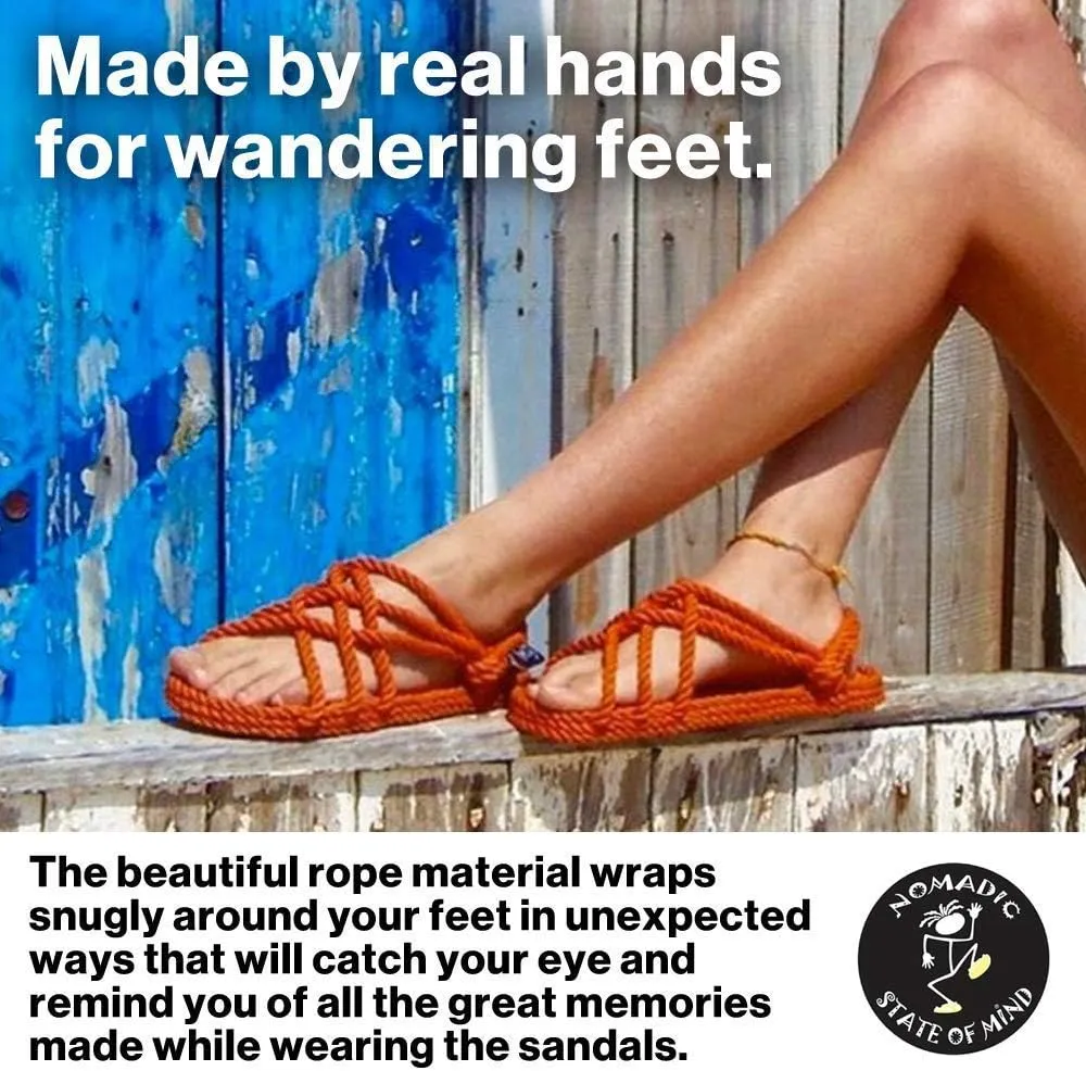 Nomadic State of Mind Anesis Sandal, Camel - Handmade Rope Shoes – Machine Washable – Comfortable, Colorfast & Lightweight – Vegan Friendly – for Women & Men