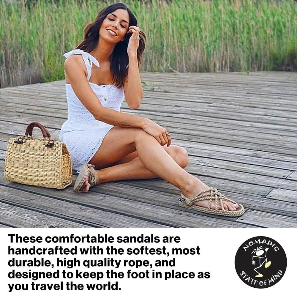 Nomadic State of Mind Anesis Sandal, Camel - Handmade Rope Shoes – Machine Washable – Comfortable, Colorfast & Lightweight – Vegan Friendly – for Women & Men