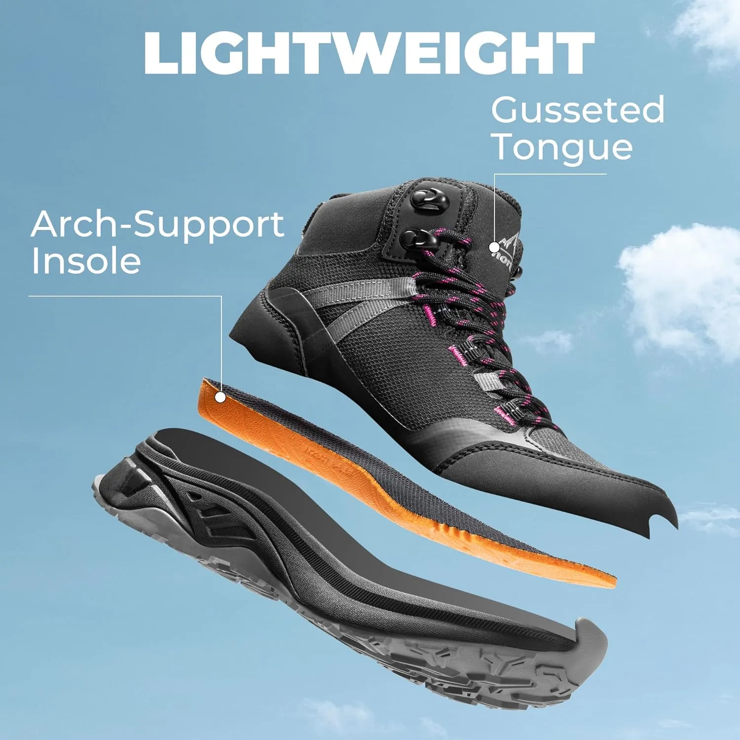 NORTIV 8 Women's Hiking Boots Waterproof Lightweight Outdoor Trekking Comfortable Non-Slip Backpacking Camping Ankle Boot Hollow
