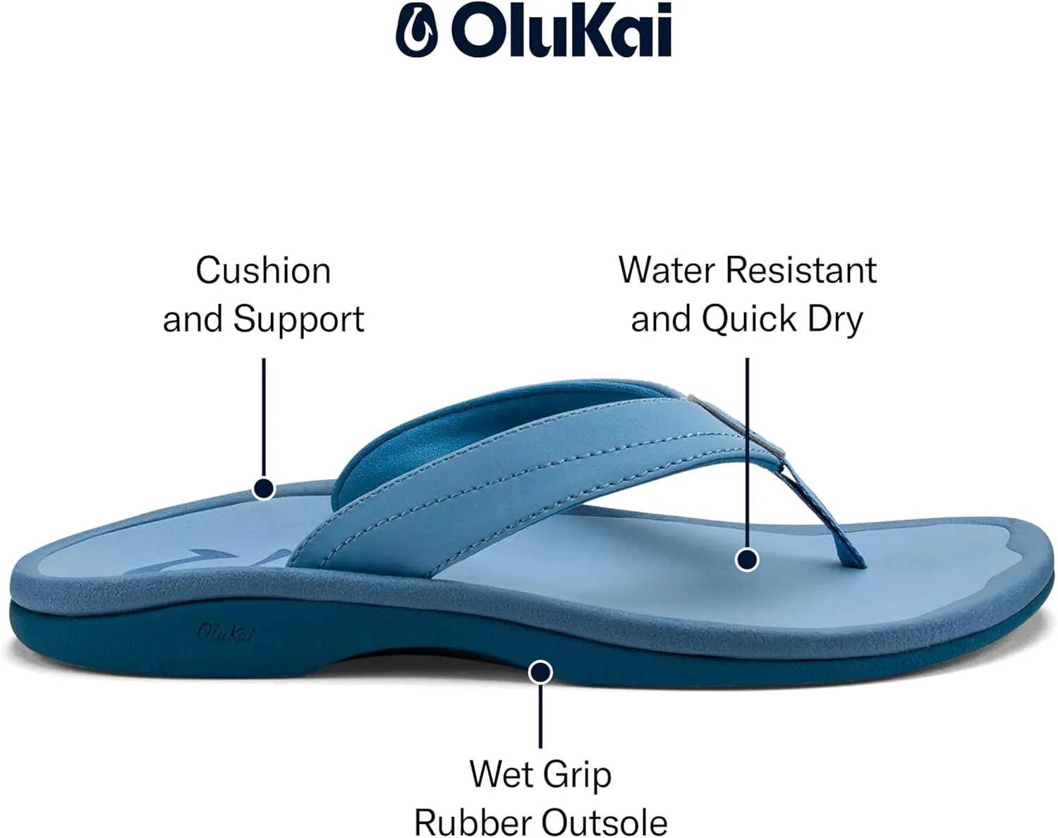 OLUKAI Ohana Women's Beach Sandals, Water Resistant Flip Flops, Arch Support & Comfort Fit, Lightweight & Durable, Enhanced Grip & Traction
