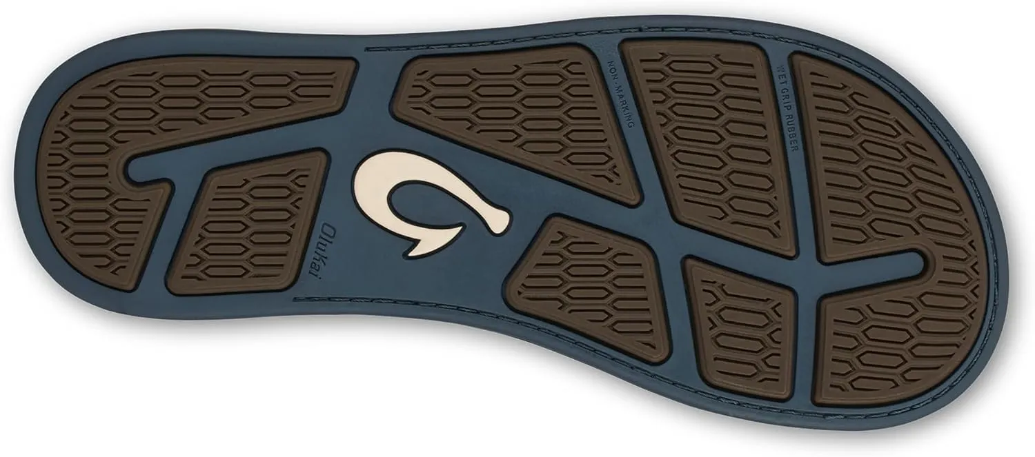 OLUKAI Tuahine Men's Waterproof Leather Sandals, Versatile Beach Flip Flops, Arch Support & Comfort Fit, Lightweight & Durable, Enhanced Grip & Traction