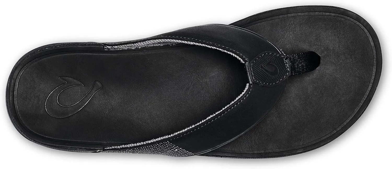 OLUKAI Tuahine Men's Waterproof Leather Sandals, Versatile Beach Flip Flops, Arch Support & Comfort Fit, Lightweight & Durable, Enhanced Grip & Traction