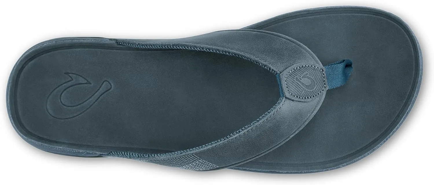OLUKAI Tuahine Men's Waterproof Leather Sandals, Versatile Beach Flip Flops, Arch Support & Comfort Fit, Lightweight & Durable, Enhanced Grip & Traction