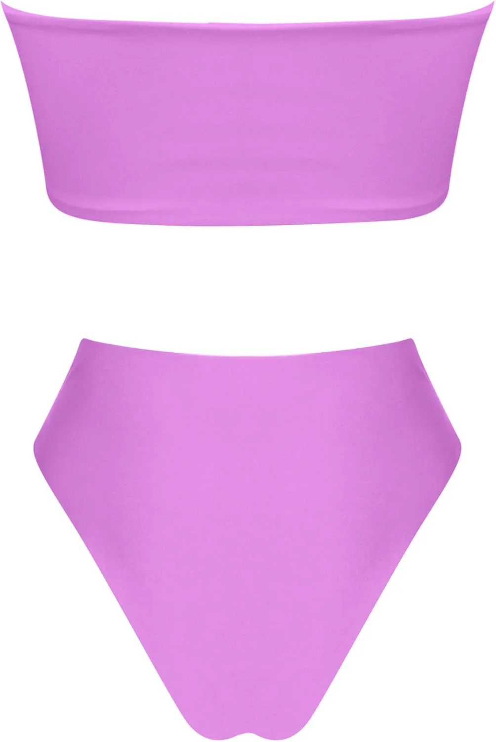 OMKAGI Women's 2 Pieces Bandeau Bikini Swimsuits Off Shoulder High Waist Bathing Suit High Cut