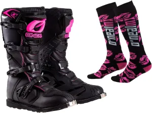 O'NEAL Womens Rider Boots with Pro MX Socks Combo