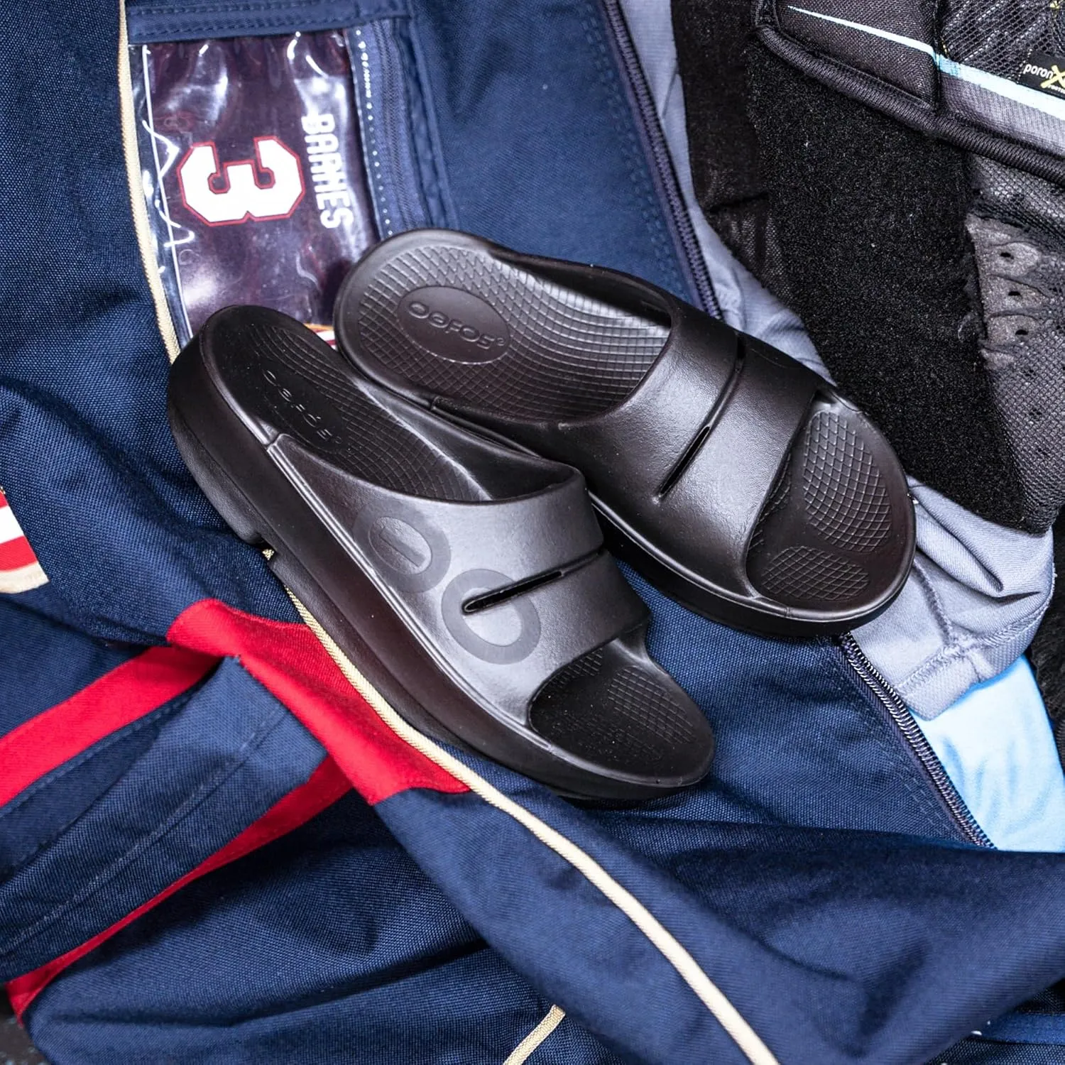 OOFOS OOahh Sport Slide Sandal - Lightweight Recovery Footwear - Reduces Stress on Feet, Joints & Back - Machine Washable - Hand-Painted Graphics