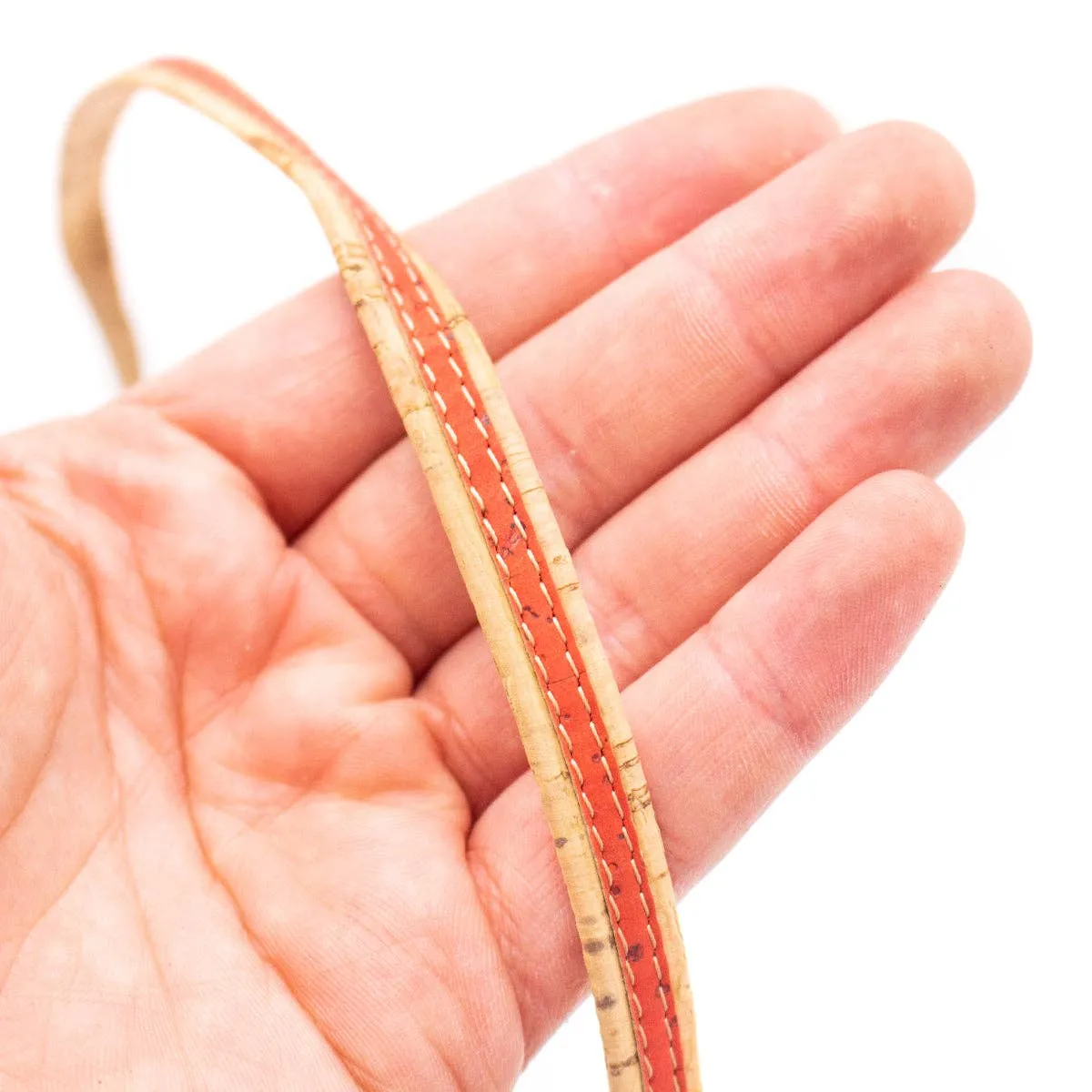 Orange with natural flat 10mm cork cord COR-426(10meters)
