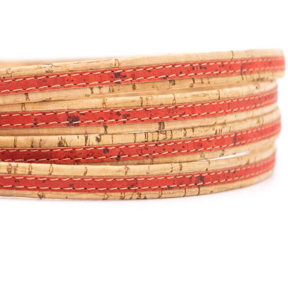 Orange with natural flat 10mm cork cord COR-426(10meters)