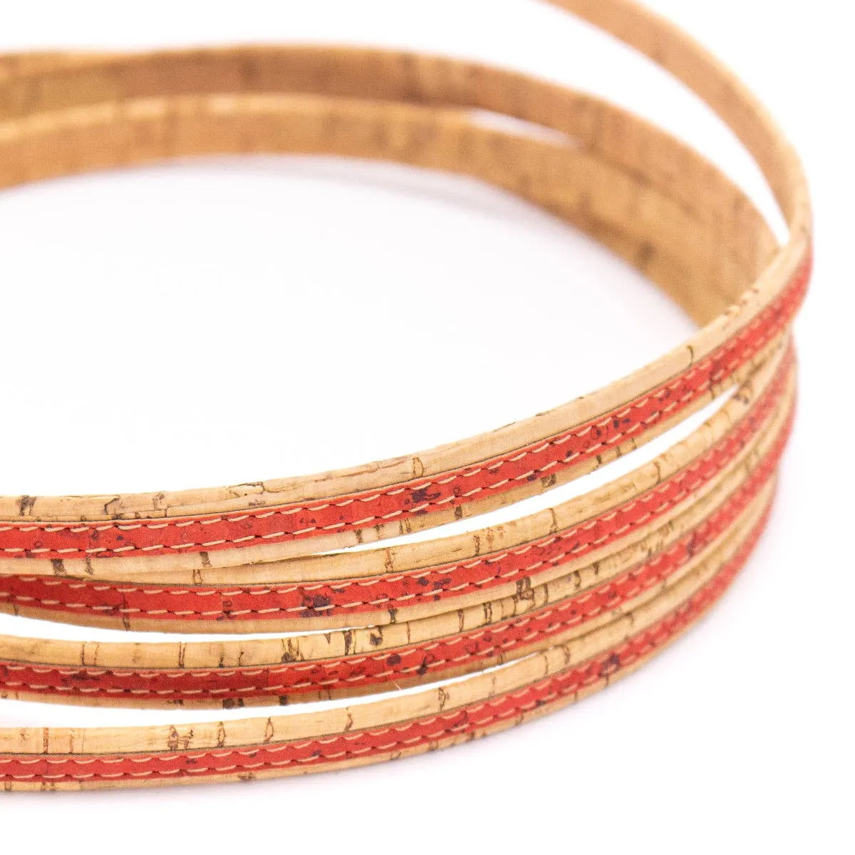 Orange with natural flat 10mm cork cord COR-426(10meters)