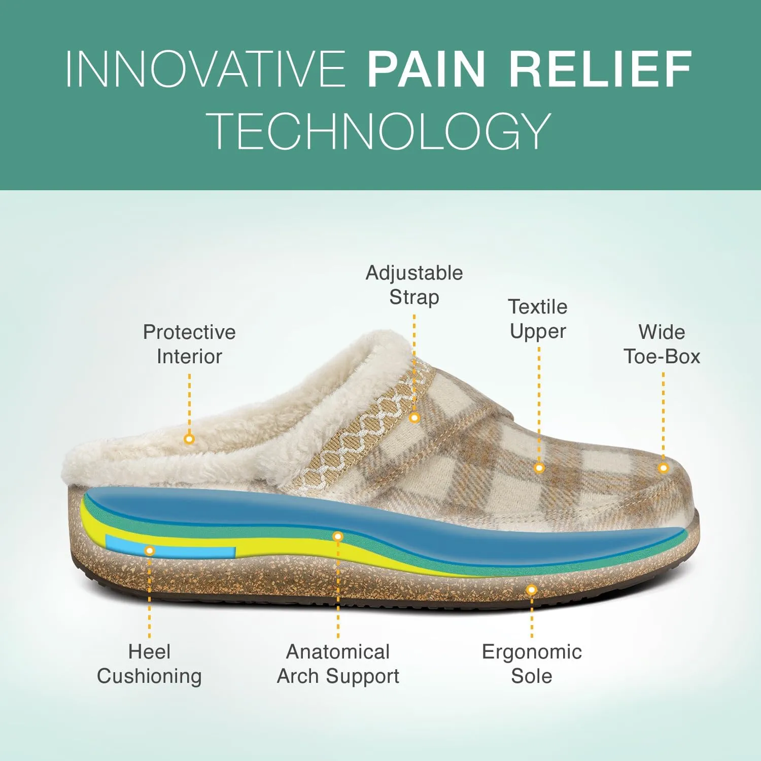 Orthofeet Women's Orthopedic Slippers for Plantar Fasciitis Relief Clara