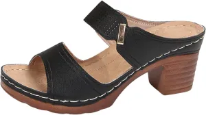 Orthopedic Sandals for Women Chunky Heels Sandals Comfortable Open Toe Dressy Platform Sandal Shoes Summer Slip On Arch Support Shoes Lightweight Casual Open Back Shoe