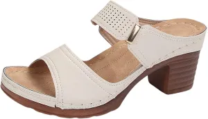 Orthopedic Sandals for Women Chunky Heels Sandals Comfortable Open Toe Dressy Platform Sandal Shoes Summer Slip On Arch Support Shoes Lightweight Casual Open Back Shoe