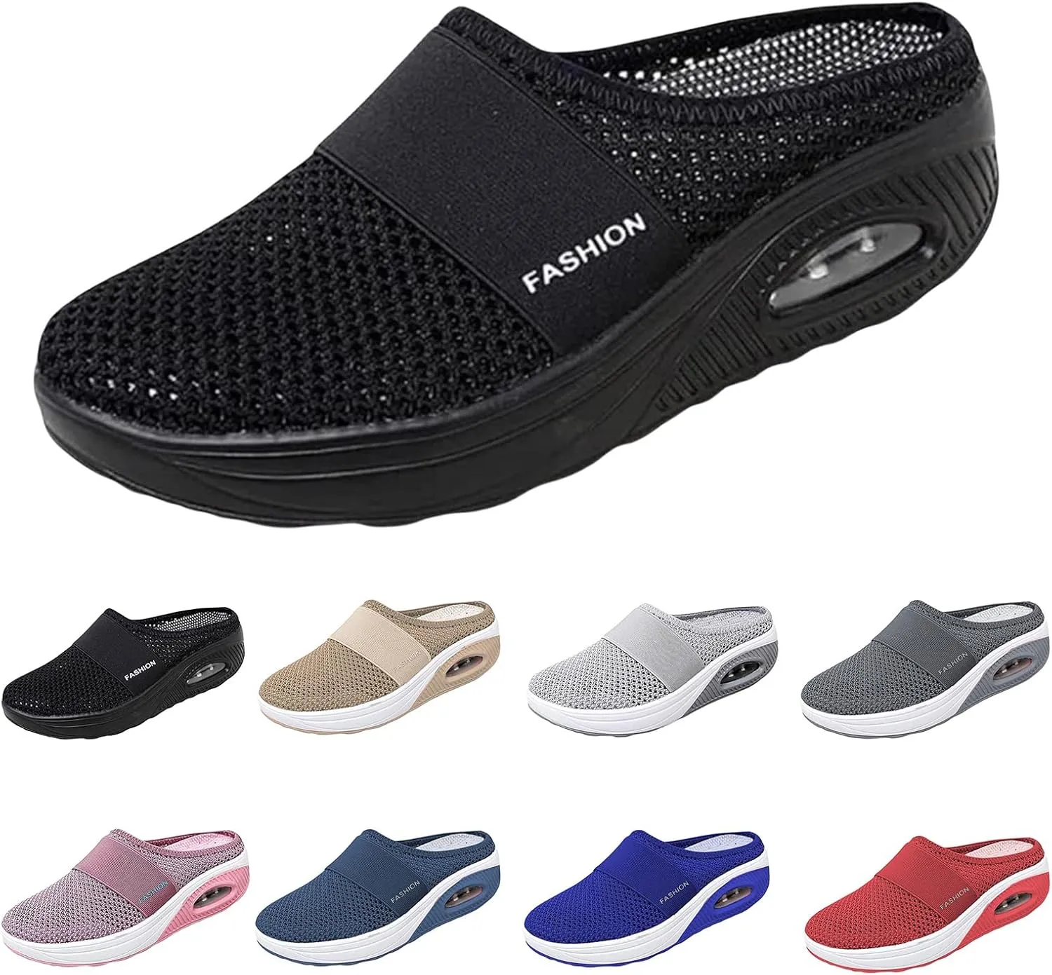 Orthopedic Sandals for Women Summer Arch Support Slippers Mesh Air Cushion Slip On Walking Sandals, Comfortable Diabetic Slippers with Arch Support Comfort Wear Orthowear Shoes