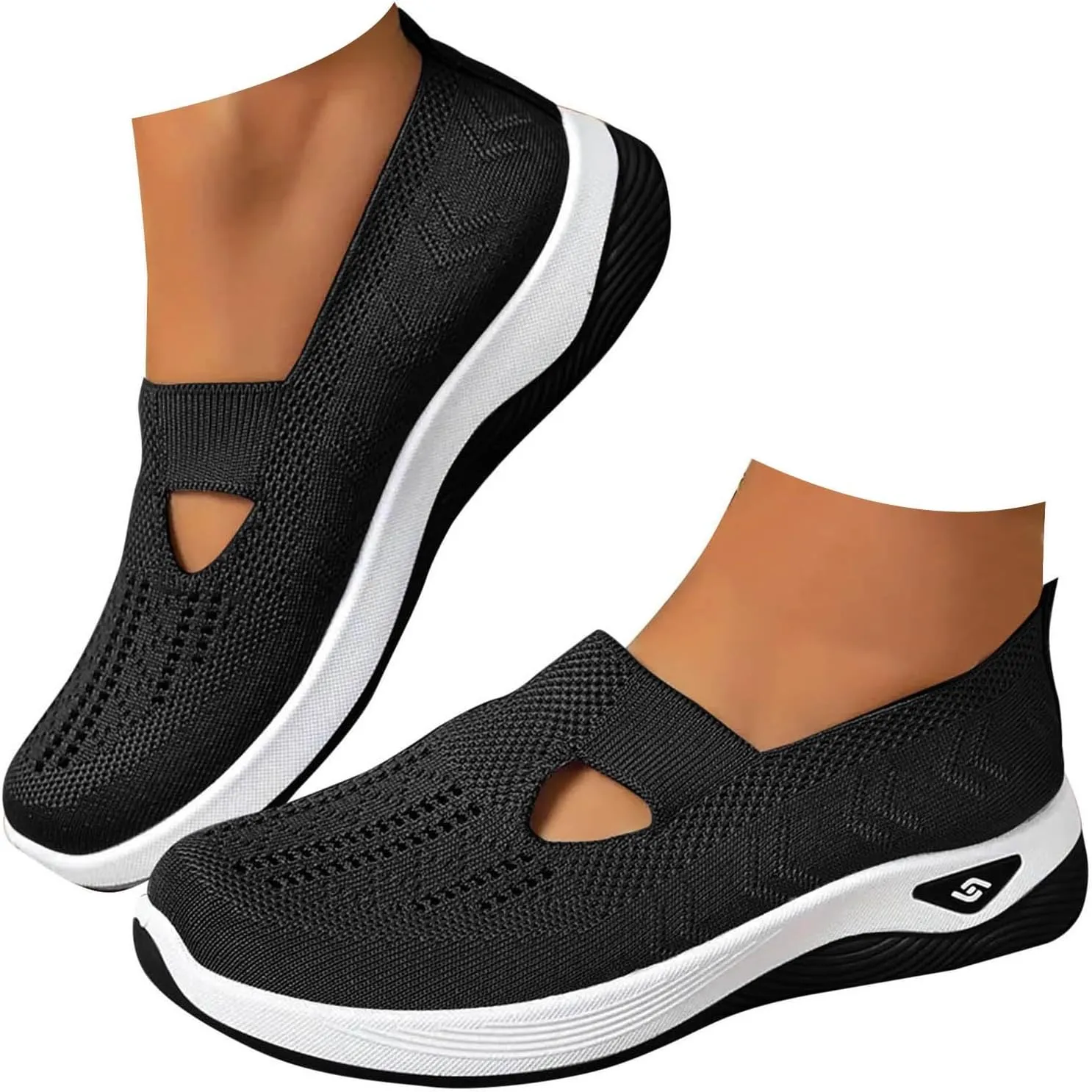 Orthopedic Shoes for Women Slip on Sneakers Shoes Woven Arch Support Breathable Soft Sole Diabetic Walking Shoes Comfort Non Slip Work Sneakers