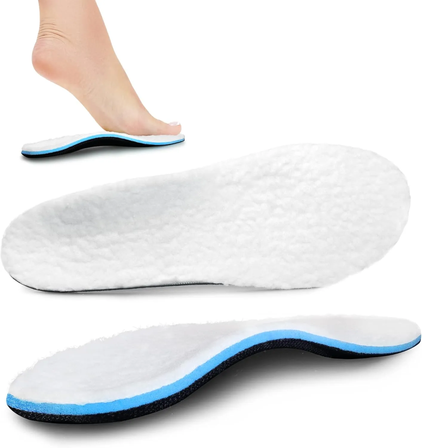 Orthos Shearling Orthotic Insoles - Inserts W/Arch Support Size: J - Mens 13