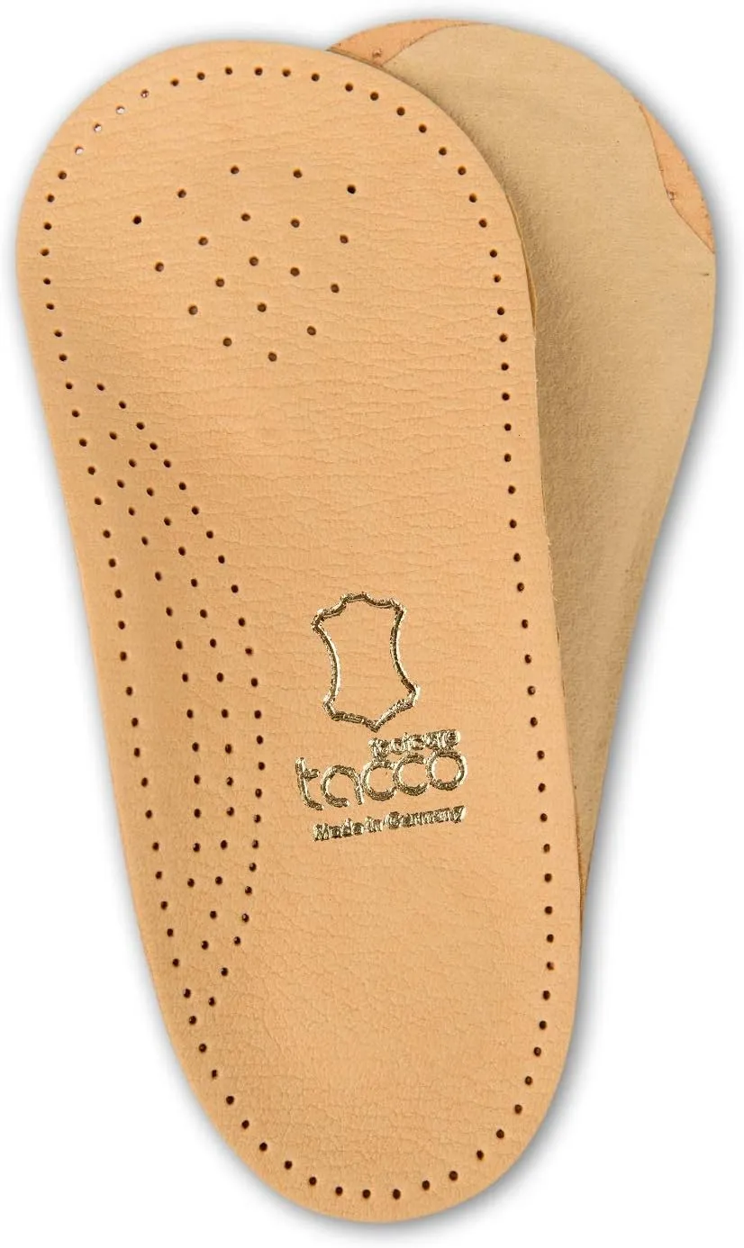 Orthotic Inserts Made in Germany | 3/4 Length, Quality Leather, Ultra-Light | Shoe Boot Insoles with Arch Support, Metatarsal Pad & Heel Cushion | Tacco Nova (38 EUR/US L7)