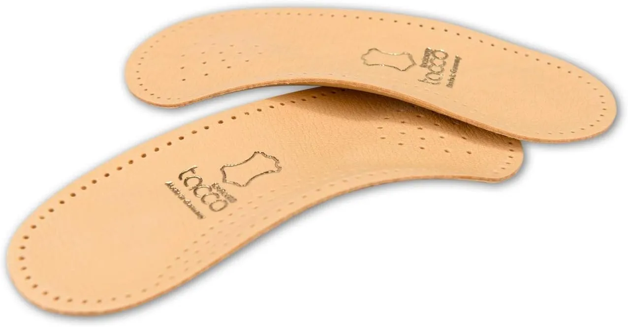 Orthotic Inserts Made in Germany | 3/4 Length, Quality Leather, Ultra-Light | Shoe Boot Insoles with Arch Support, Metatarsal Pad & Heel Cushion | Tacco Nova (38 EUR/US L7)