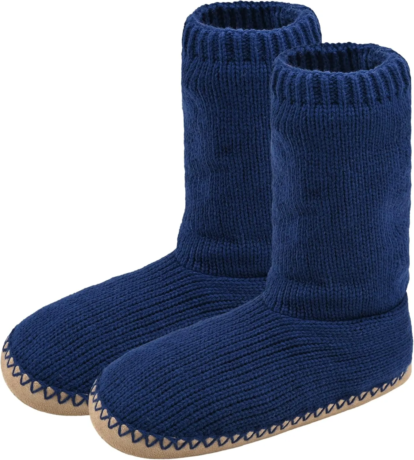 Panda Bros Cozy Boot Slippers for Men Indoor, Fuzzy House Shoes with Non Slip Gripper Soles, Winter Knitted Non-Skid Home Warm Floor Socks