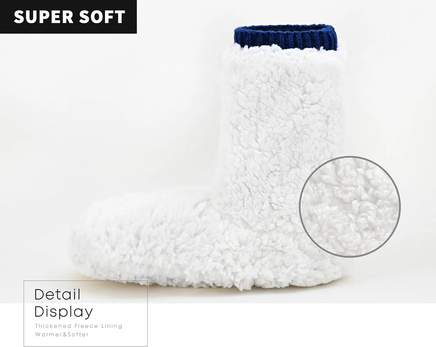 Panda Bros Cozy Boot Slippers for Men Indoor, Fuzzy House Shoes with Non Slip Gripper Soles, Winter Knitted Non-Skid Home Warm Floor Socks